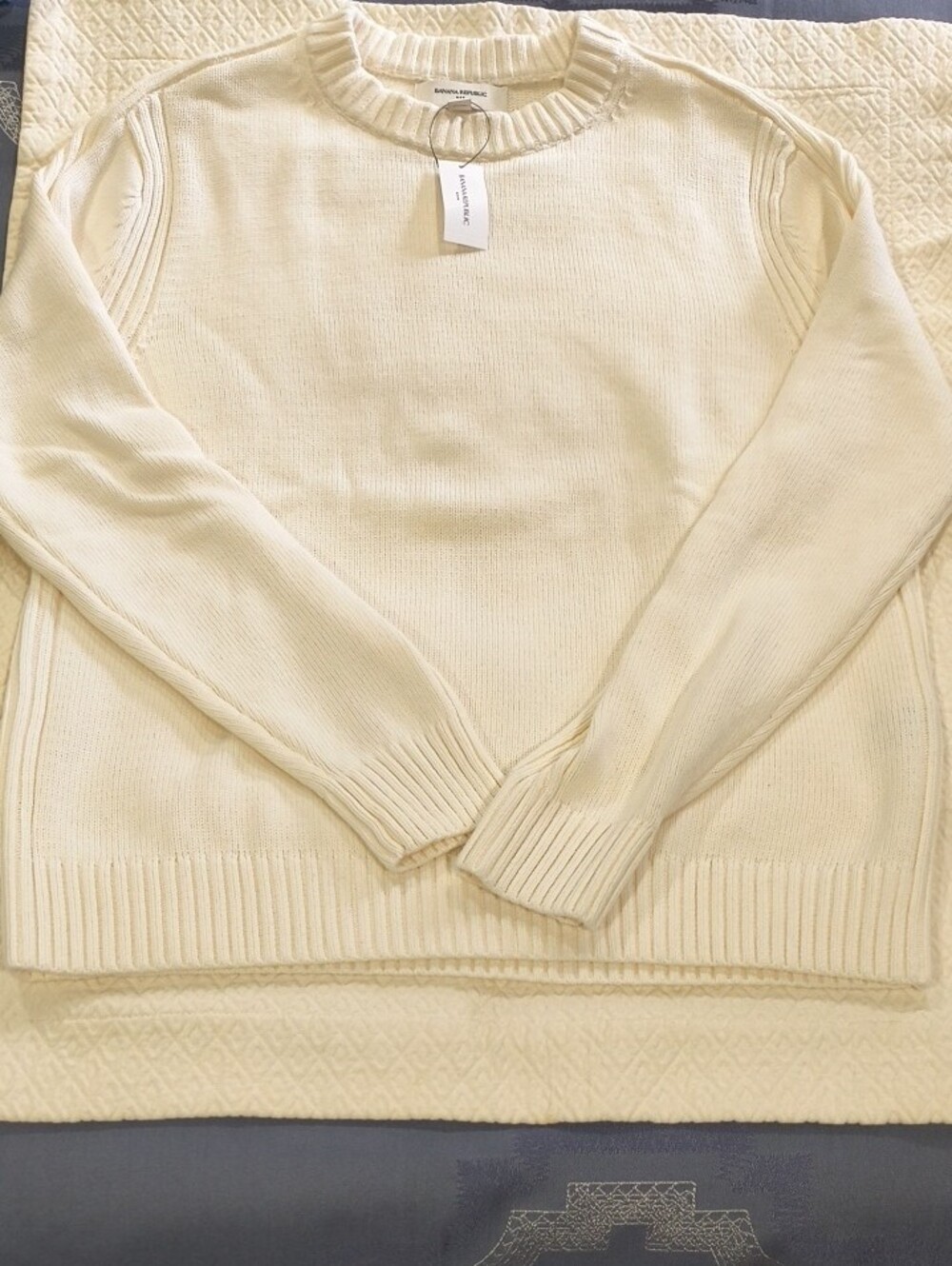 Banana Republic Factory Plaited Crew-Neck 100% Cotton Sweater